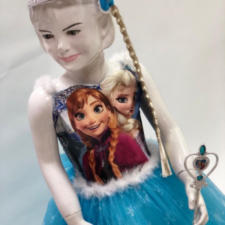 Elsa Frozen Resimli Tarlatanlı Gelinlik Kostüm